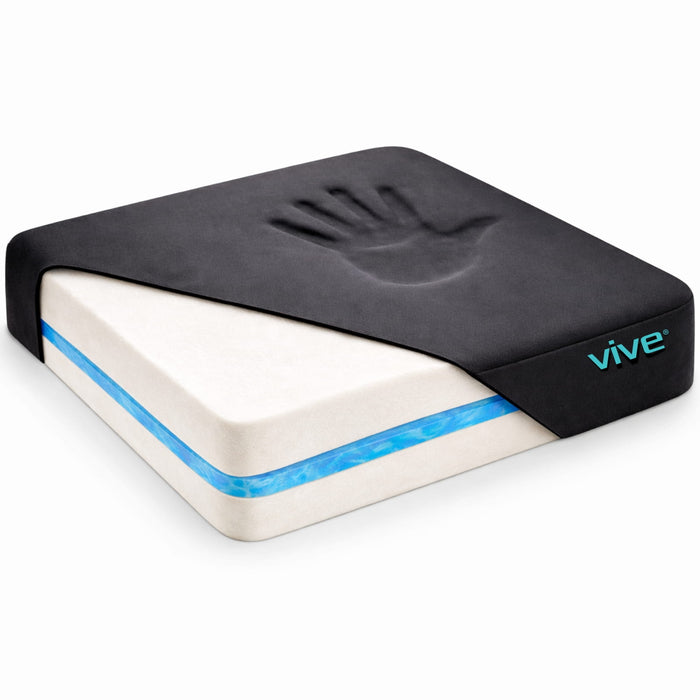 Vive wheelchair gel seat cushion with a contoured fabric cover