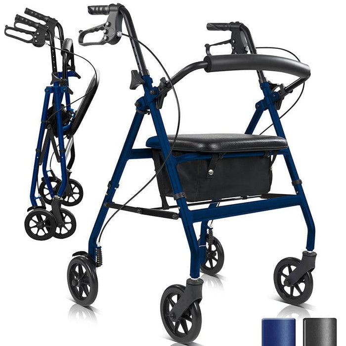 Vive lightweight rollator walker with a seat, backrest, and hand brakes