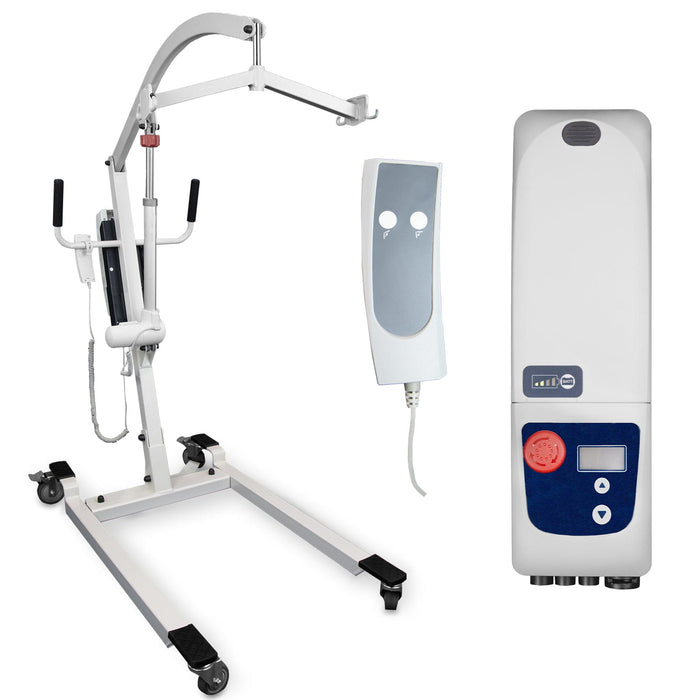 Vive electric patient lift with a boom arm and a hanging sling bar